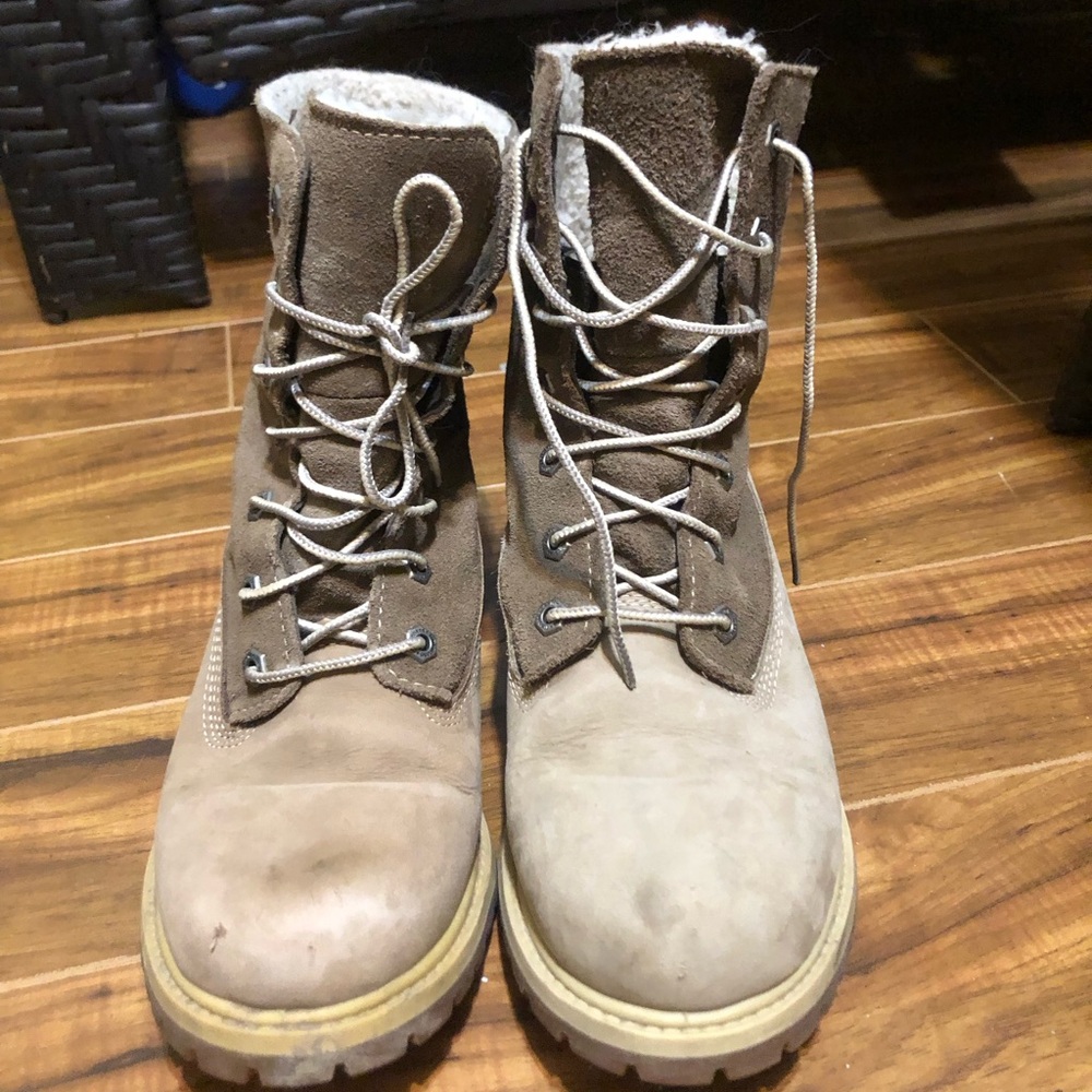 Beige Timberland Winter Boots